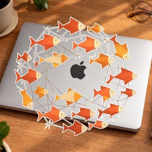 MiroFish Swarm Sticker | Abstract Terracotta Sunburst Kiss-Cut Vinyl