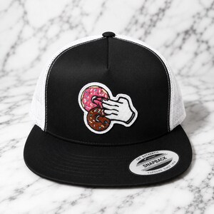 Donut Shocker YUPOONG Snapback Trucker Flat Bill Hat Funny Summer Patch Hat