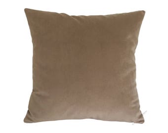 Tan Velvet Suede Decorative Throw Pillow Cover / Pillow Case / Cushion Cover / 18x18"