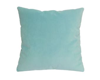 Aqua Velvet Suede Decorative Throw Pillow Cover / Pillow Case / Cushion Cover / 18x18"