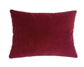 Red Velvet Suede Decorative Throw Pillow Cover / Pillow Case / Cushion Cover / 12x16"