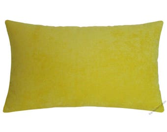 Yellow Velvet Decorative Throw Pillow Cover / Pillow Case / Cushion Cover / 12x18"