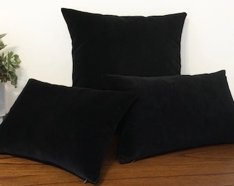 Black Velvet Suede Decorative Throw Pillow Cover / Pillow (various sizes)