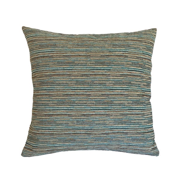 Turquoise Brown Mediterranean Stripe Decorative Throw Pillow Cover 18x18"