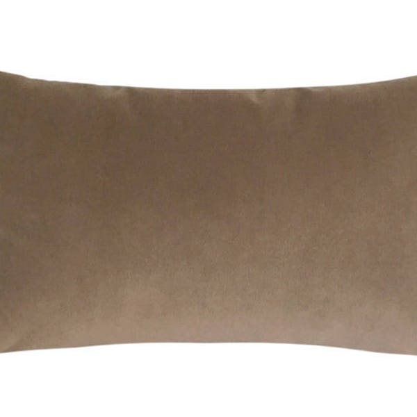 Tan Velvet Suede Decorative Throw Pillow Cover / Pillow Case / Cushion Cover / 12x18"