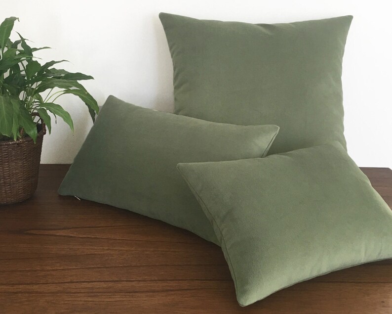 Sage Green Velvet Suede Decorative Throw Pillow Cover / Pillow Etsy