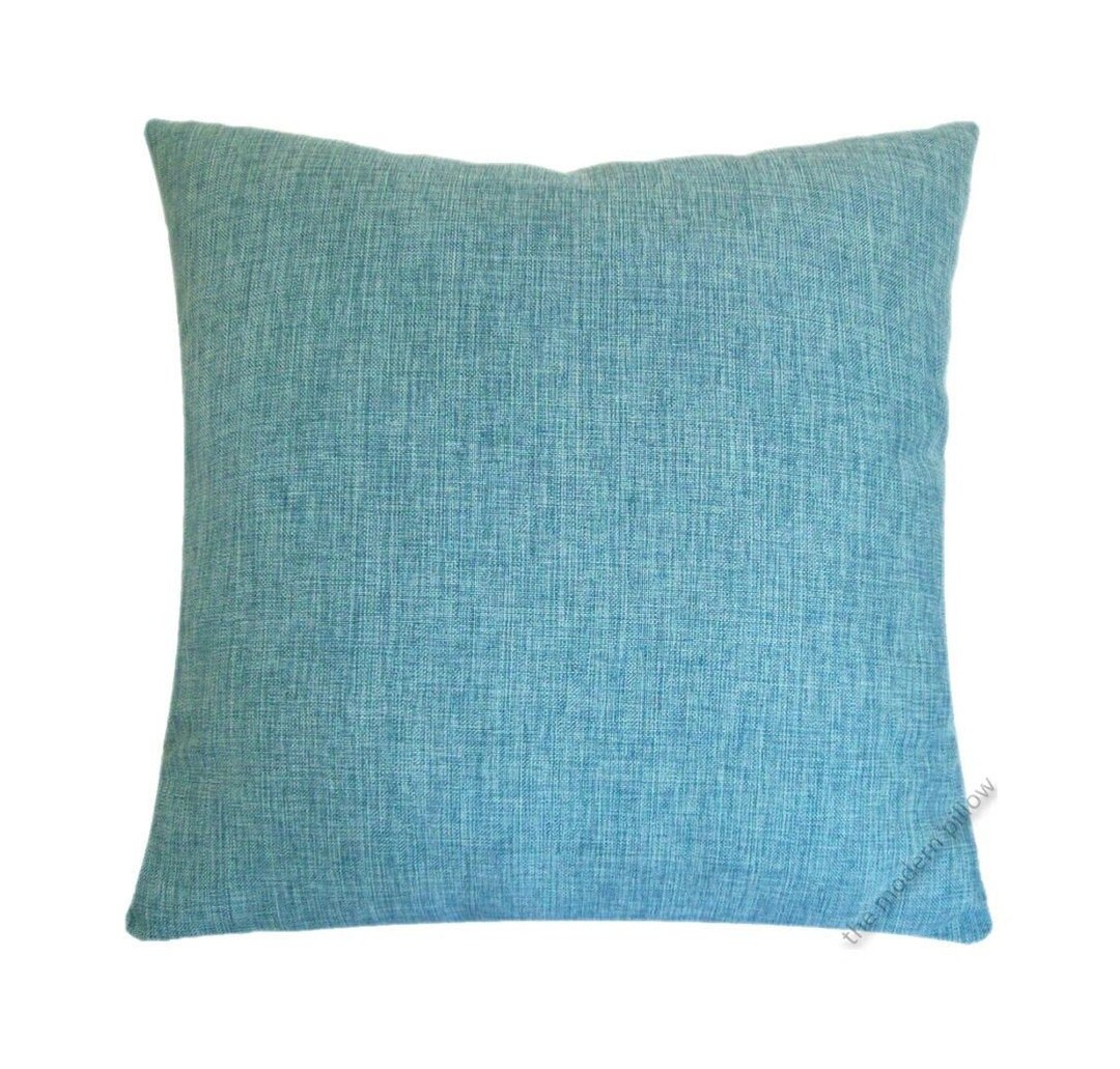 Aqua Blue Cosmo Linen Decorative Throw Pillow Cover / Pillow Case