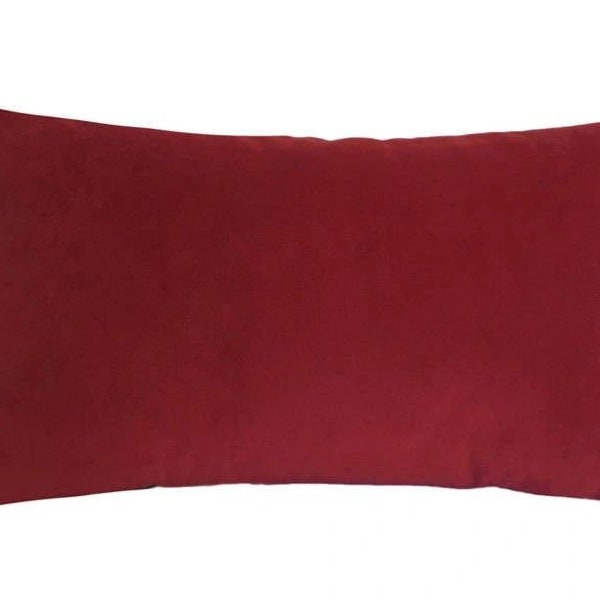 Red Velvet Suede Decorative Throw Pillow Cover / Pillow Case / Cushion Cover / 12x20"
