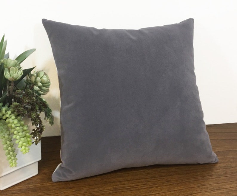 Plum Gray Velvet Suede Decorative Throw Pillow Cover / Pillow Etsy