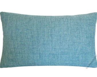 Aqua Blue Cosmo Linen Decorative Throw Pillow Cover / Pillow Case / Cushion Cover 12x20"