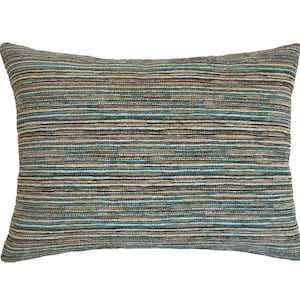 Turquoise Brown Mediterranean Stripe Decorative Throw Pillow Cover 12x16"