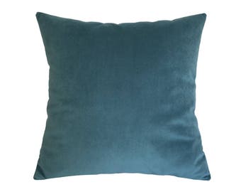 Peacock Blue Velvet Suede Decorative Throw Pillow Cover / Pillow Case / Cushion Cover / 18x18"