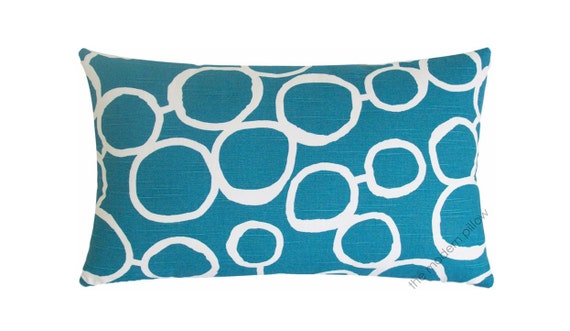 Deep Aqua Blue//White Chevron ZigZag decorative throw pillow//cushion cover 12x20/"