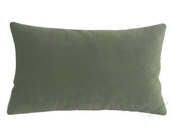 Sage Green Velvet Suede Decorative Throw Pillow Cover / Pillow Case / Cushion Cover / 12x18"