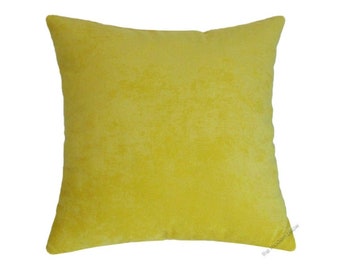 Yellow Velvet Decorative Throw Pillow Cover / Pillow Case / Cushion Cover / 20x20" Square