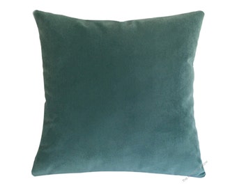 Caribbean Green Velvet Suede Decorative Throw Pillow Cover / Pillow Case / Cushion Cover / 20x20"