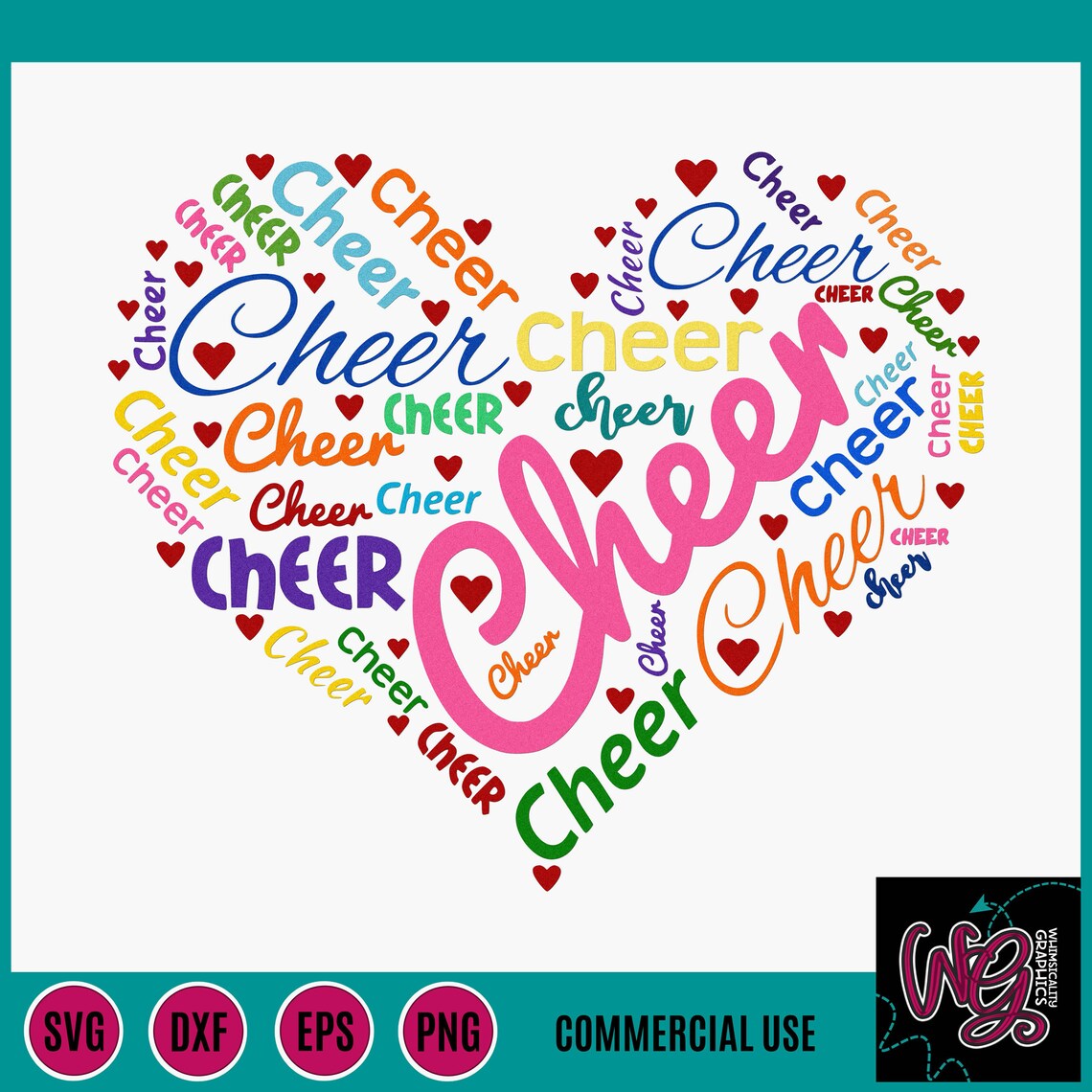 Cheer Heart for Cheerleaders Svg Dxf Png Eps Sublimation Etsy
