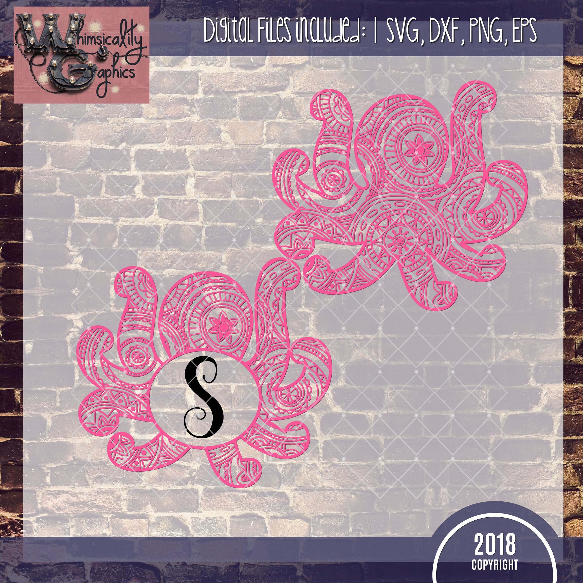 Download Mandala Octopus For Monogram with SVG DXF PNG Eps | Etsy