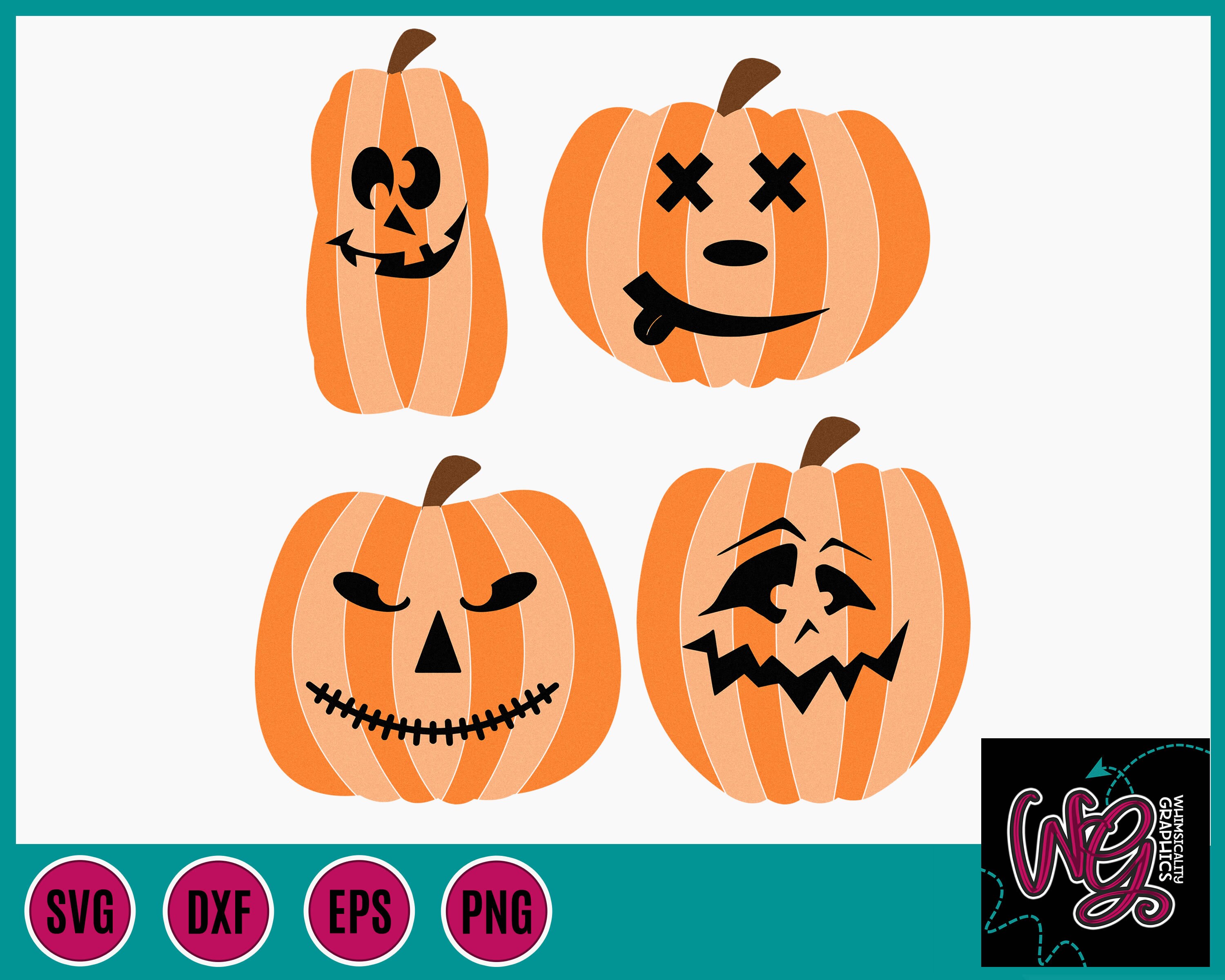 Pumpkin Halloween Funny Faces Svg Dxf Png Eps Sublimation | Etsy