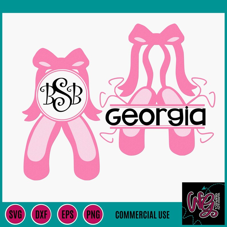 Ballet Slippers Monogram Set Svg Dxf Png Eps Sublimation Etsy