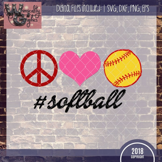 Download Peace Love Softball with SVG DXF PNG Eps Commercial & | Etsy