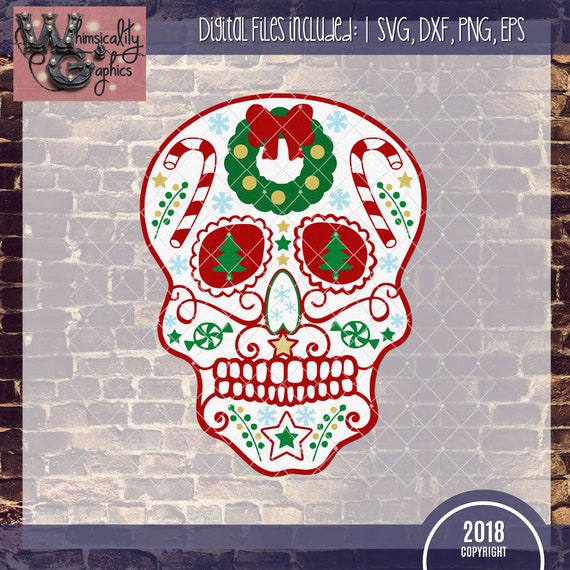 Download Christmas Sugar Skull with SVG DXF PNG Eps Commercial & | Etsy