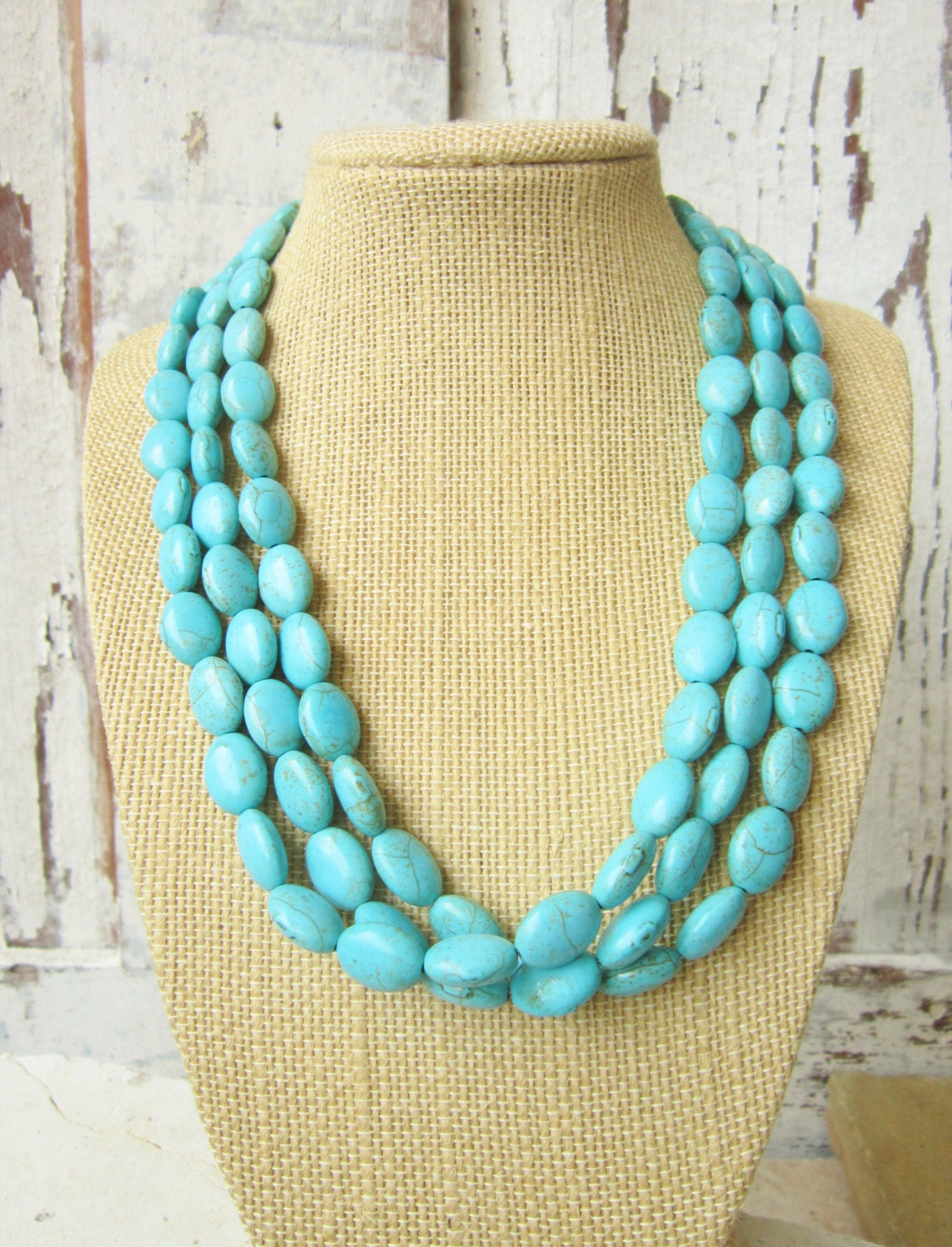 Turquoise Moment Three Strand Silver Necklace main image 1