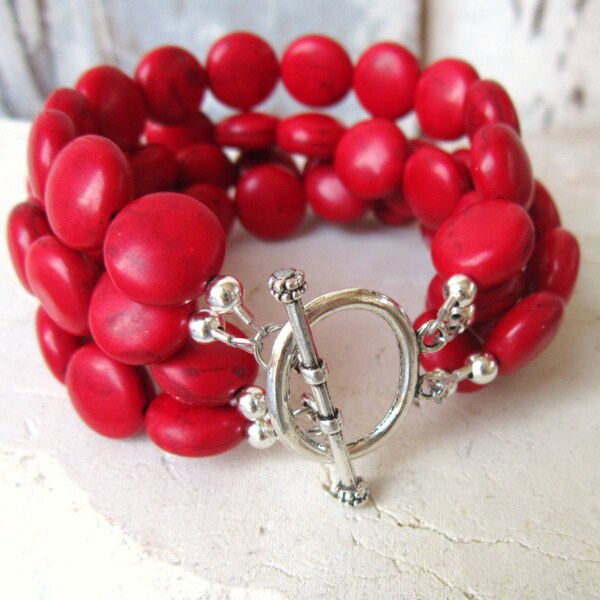 Red Beaded Bracelet Etsy