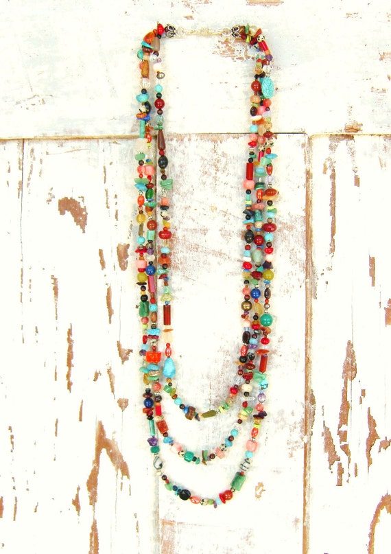 Buy Multi Semi Precious Stone Necklace. Multi Color Flower Pendant Necklace.  Multi Color Jewelry. Multi Stone Jewelry. Colorful Jewelry Online in India  - Etsy