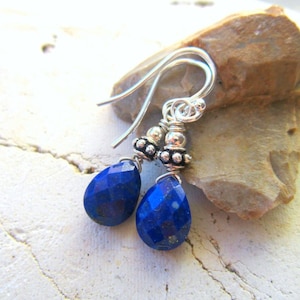 Blue Lapis Earrings. Blue Lapis Drop Earrings. Semi Precious Stone Dangle Earrings. Navy Blue Earrings. Genuine Lapis Jewelry. Blue Jewelry