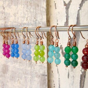 Colorful Jade Earrings. Jade Dangle Earrings. Faceted Jade Drop Earrings. Jade Jewelry. Colorful Jewelry. Semi Precious Stone Earrings image 2