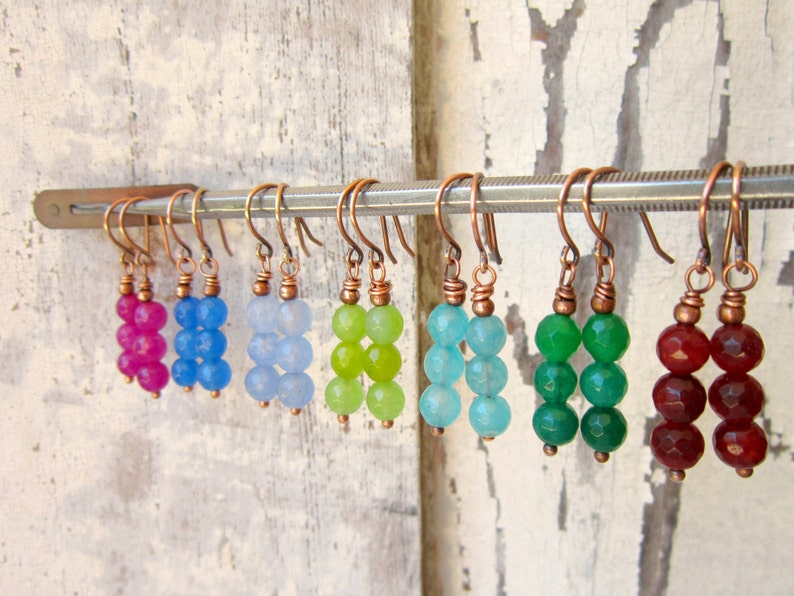 Colorful Jade Earrings. Jade Dangle Earrings. Faceted Jade Drop Earrings. Jade Jewelry. Colorful Jewelry. Semi Precious Stone Earrings image 2