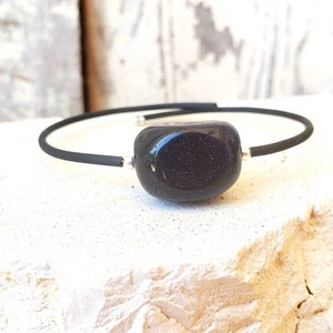 Navy Blue Goldstone Bracelet. Goldstone Cuff Bracelet. Slip on Navy Bracelet. Goldstone Jewelry. Navy Cuff Bracelet.Layering Bracelet