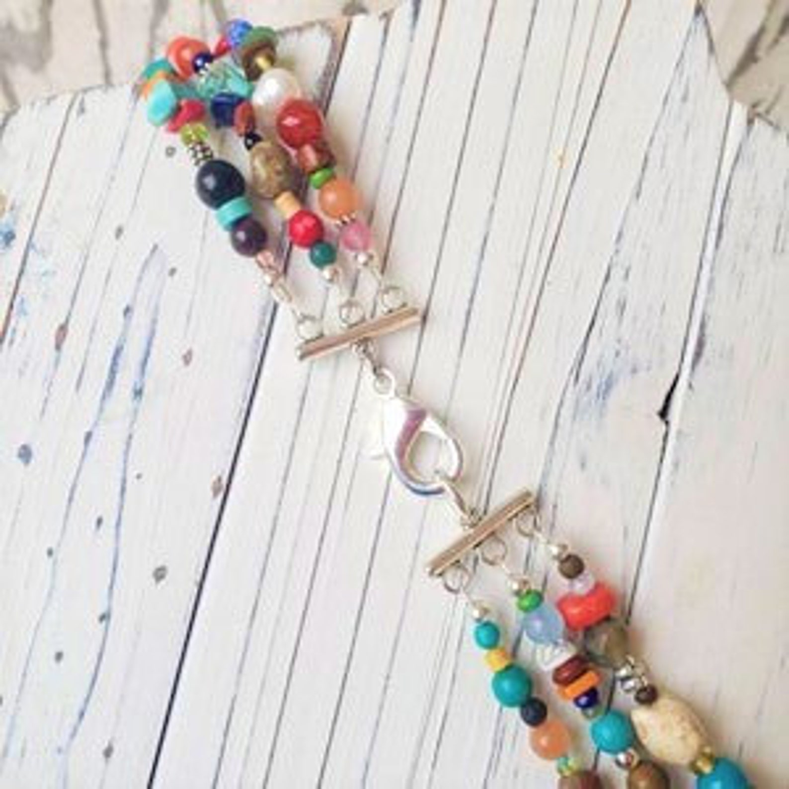 Long Multi Color Necklace. Multi Semi Precious Stone Necklace. - Etsy