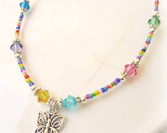 Collier papillon pour fille. Bijoux pour enfants. Collier coloré pour fille. Bijoux printaniers pour enfants. Bijoux papillon fille. Cadeau de Pâques pour fille