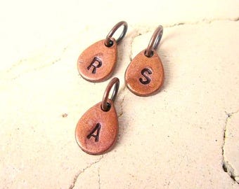 Initial Stamped Copper Charm Add On for Personalized Jewelry