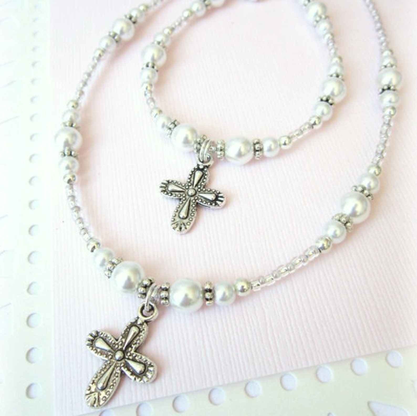 Baptism Jewelry.girls Pearl Necklace & Pearl Bracelet Etsy