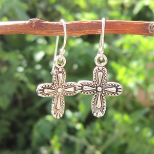 Silver Cross Earrings. Silver Dangle Earrings. Silver Jewelry. Silver Cross Earrings. Cross Jewelry. Religious Gift for Her. Gift of Faith