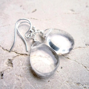Clear Earrings Glass Drop Earrings. Sterling Silver Wrapped Dangle Earrings. Clear Glass Earrings. Clear Glass Jewelry. Crystal Earrings