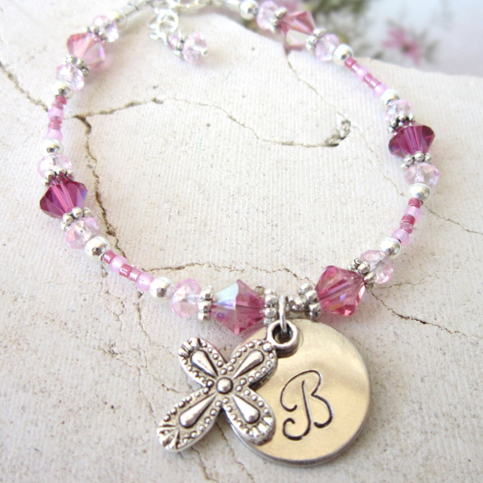 Children's Cross Bracelet. Girl's Stamped Initial Etsy