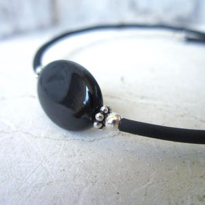 Black Onyx Bracelet. Onyx Cuff Bracelet. Slip on Black Bracelet.Black Onyx Jewelry.Black Jewelry.Black Cuff Bracelet.Layering Bracelet image 2