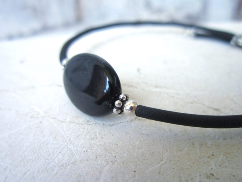 Black Onyx Bracelet. Onyx Cuff Bracelet. Slip on Black Bracelet.Black Onyx Jewelry.Black Jewelry.Black Cuff Bracelet.Layering Bracelet image 2