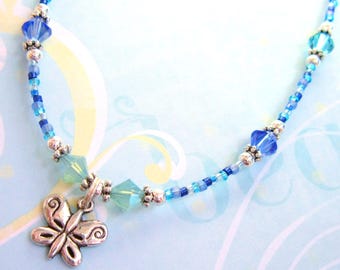 Children's Necklace. Children's Adjustable Butterfly Charm Necklace. Kid's Jewelry. Gift for Girls. Gift for Kids. Girl's Butterfly Gift