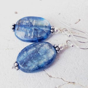 Blue Kyanite Earrings. Blue Semi Precious Stone Earrings. Kyanite Dangle Earrings. Blue Kyanite Jewelry. Blue Earrings. Blue Jewelry