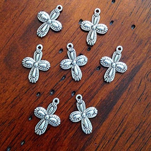 Ornate Silver Cross charm.  Butterfly Charm  or Angel Charm Add On to Personalized Jewelry