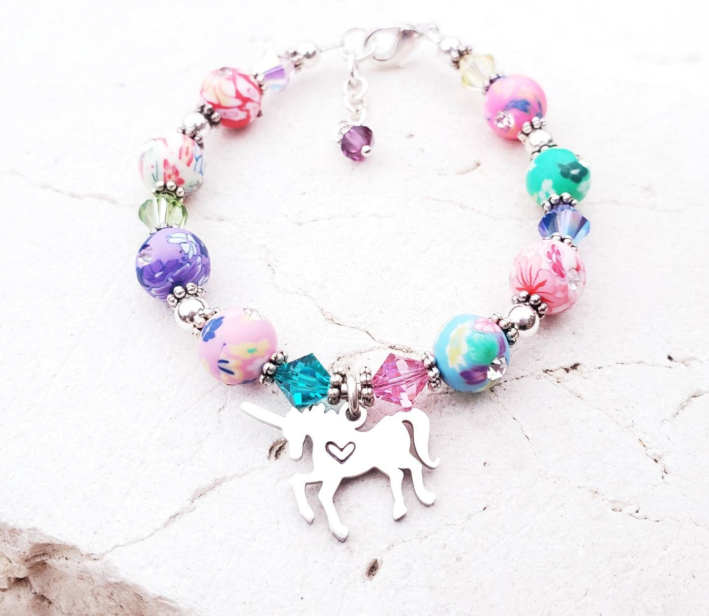 6 stücke Einhorn Pony Armbänder Bunte Perlen Armband Acryl Kinder Handgelenk
