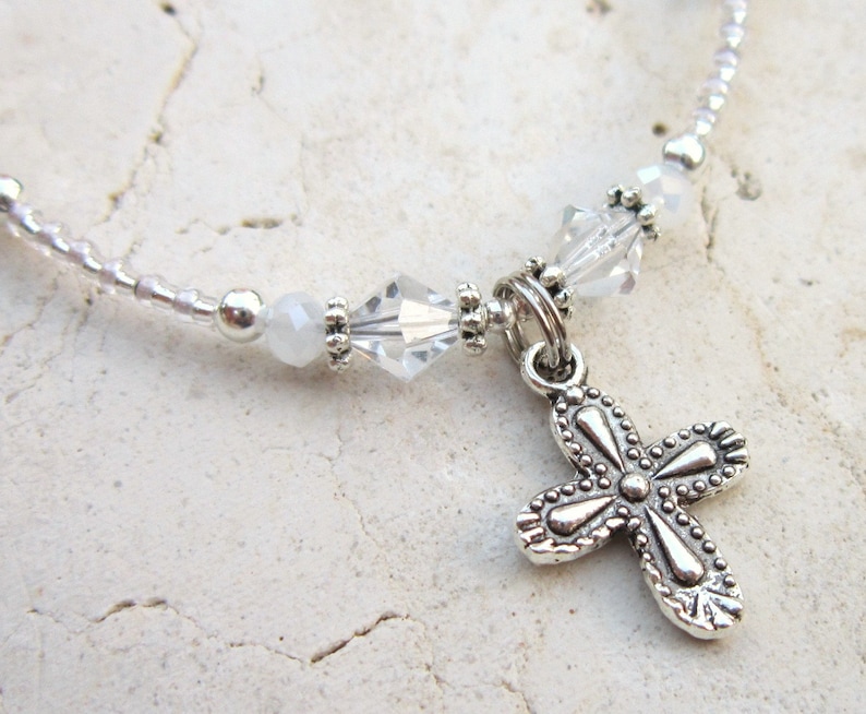 Children's Cross Necklace. Baptism Gift. Flower Girl Etsy