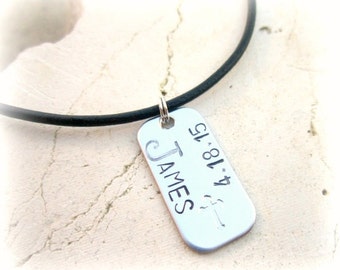 Boys First Communion Gift. Boys Leather Necklace. Personalized Mens Necklace.Mens Dog Tag Leather Necklace. Boys Cross Necklace.Gift for Boy