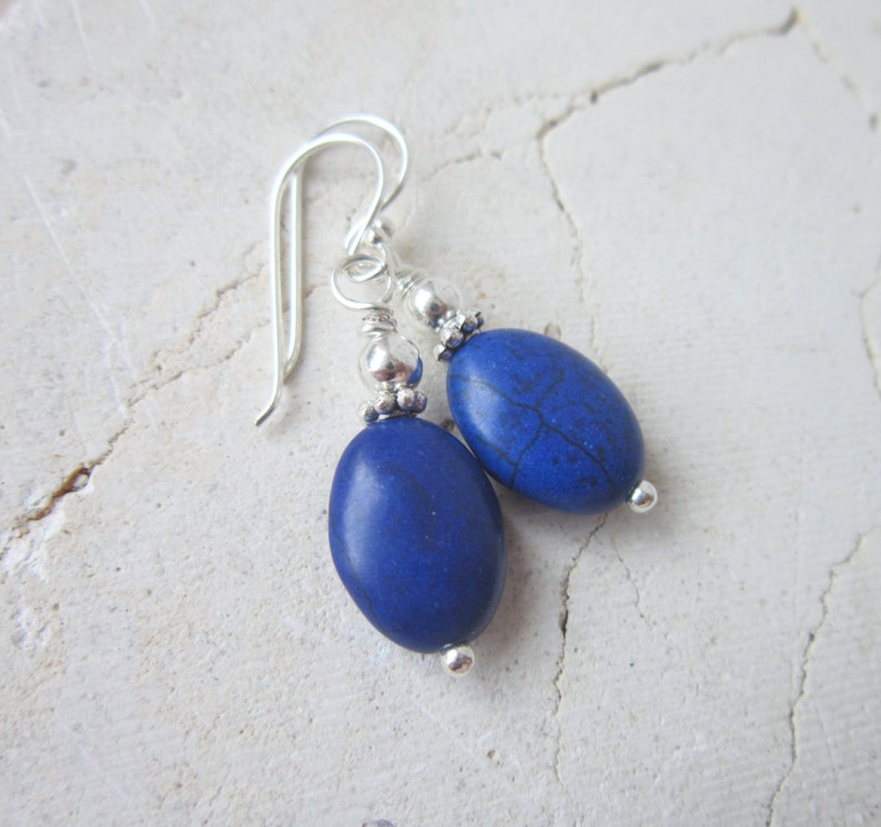 Navy Blue Dangle Earrings. Dark Blue Semi Precious Stone Etsy