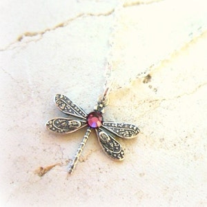 Birthstone Dragonfly Necklace. Birthstone Necklace. Children's Jewelry. Birthstone Jewelry.Birthday Gift. Flower Girl Gift.Dragonfly Jewelry